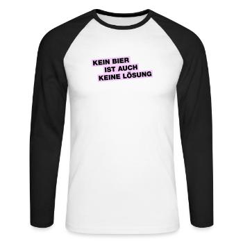 Kein Bier ist auch keine Lösung - Unisex Baseballshirt langarm - Weiß/Schwarz - Vorne - Nik (191cm)