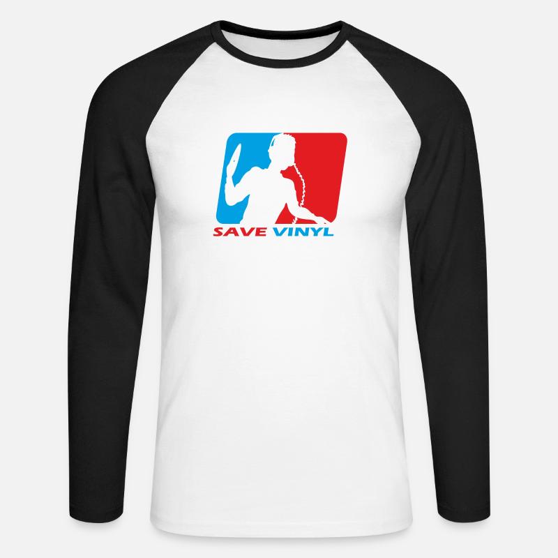 Deejay - Save Vinyl - Unisex Baseballshirt langarm - Weiß/Schwarz
