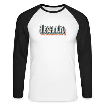 Alessandro retro vintage t-shirt gift t-shirt - Unisex Long Sleeve Baseball T-Shirt - white/black - Front - Nik (191cm)