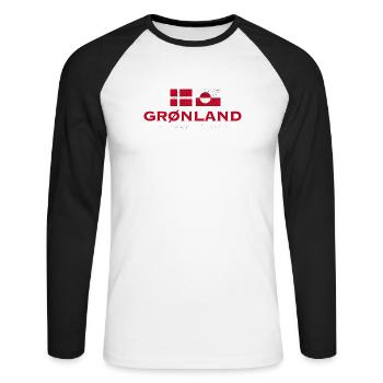 Drapeau du Groenland en détresse Unité - T-shirt baseball manches longues Homme - blanc/noir - Devant - Nik (191cm)