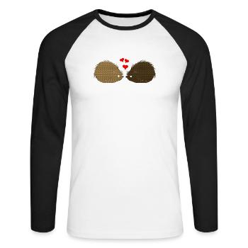 tiermotive valentinstag, Süßes Igelpaar - Unisex Baseballshirt langarm - Weiß/Schwarz - Vorne - Nik (191cm)
