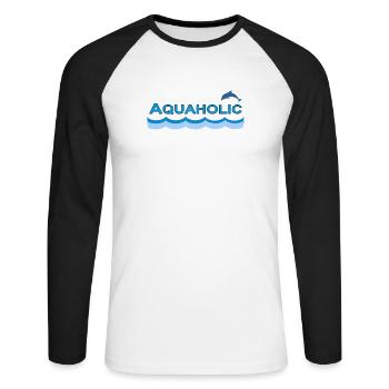 AQUAHOLIC - T-shirt baseball manches longues Homme - blanc/noir - Devant - Nik (191cm)