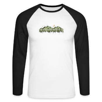Montagnes, Forêt, Nature, Arbres, Plein air, Amoureux de la nature - T-shirt baseball manches longues Homme - blanc/noir - Devant - Nik (191cm)