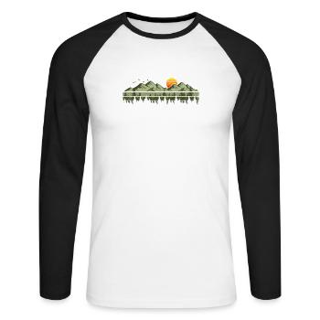 Montagnes, Forêt, Nature, Arbres, Plein air, Amoureux de la nature - T-shirt baseball manches longues Homme - blanc/noir - Devant - Nik (191cm)