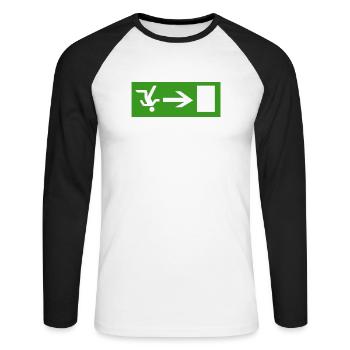 Schlendern aus der Kneipe  - Unisex Baseballshirt langarm - Weiß/Schwarz - Vorne - Nik (191cm)