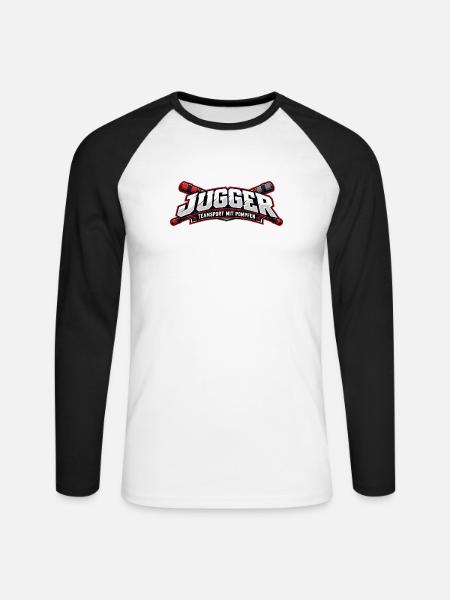 Jugger Teamlogo Banner RotSchwarz - Unisex Baseballshirt langarm - Weiß/Schwarz