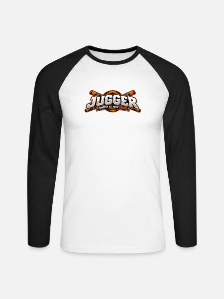 Jugger Cardio Kampf - Unisex Baseballshirt langarm - Weiß/Schwarz
