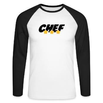 Chef - Cuisine - Patron - Boss - Cooking - Food - Unisex Long Sleeve Baseball T-Shirt - white/black - Front - Nik (191cm)