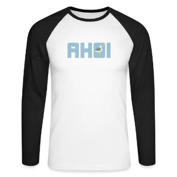 Ahoi Möwe hellblau Küste maritim Meer Schiff Hanse - Unisex Baseballshirt langarm - Weiß/Schwarz - Vorne - Nik (191cm)