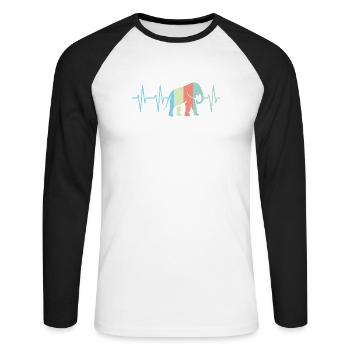 bunte Farben Elefant Elefanten Herzschlag Symbol - Unisex Baseballshirt langarm - Weiß/Schwarz - Vorne - Nik (191cm)