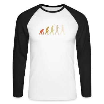 Évolution du tennis - Cadeau pour joueuse de tennis minimaliste - T-shirt baseball manches longues Homme - blanc/noir - Devant - Nik (191cm)