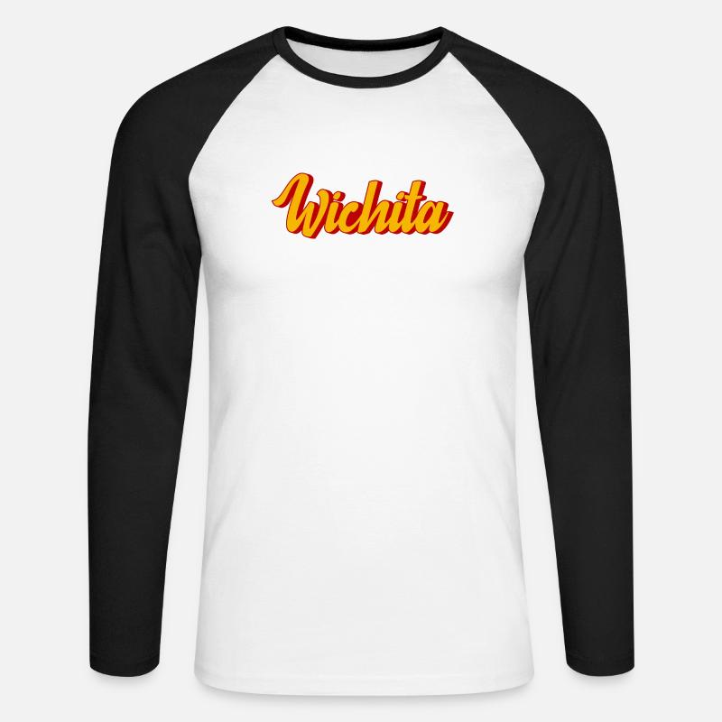 Wichita Script in Sunset Shadow - Unisex Baseballshirt langarm - Weiß/Schwarz
