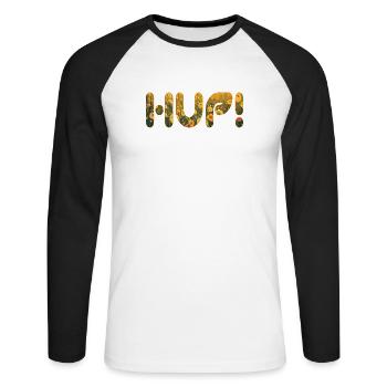 HUP im Blumenfeld - Unisex Baseballshirt langarm - Weiß/Schwarz - Vorne - Nik (191cm)
