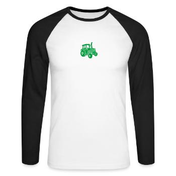 Traktor Herzschlag Bauer - Unisex Baseballshirt langarm - Weiß/Schwarz - Vorne - Nik (191cm)