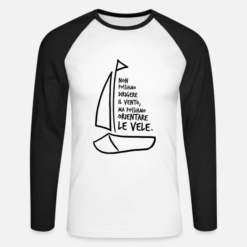 Non possiamo dirigere il vento N - Maglia da baseball a manica lunga da uomo - bianco/nero