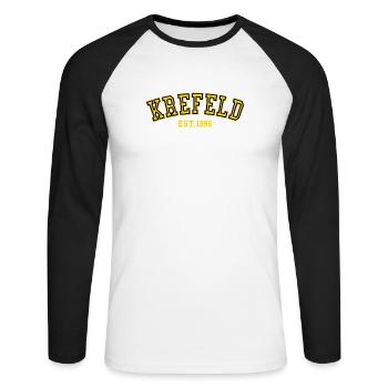 Krefeld Fondé en 1996 - T-shirt baseball manches longues Homme - blanc/noir - Devant - Nik (191cm)