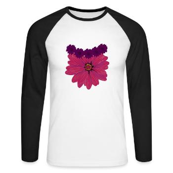 blumen,abstrakt,floral, graffiti,malerei, blume - Unisex Baseballshirt langarm - Weiß/Schwarz - Vorne - Nik (191cm)