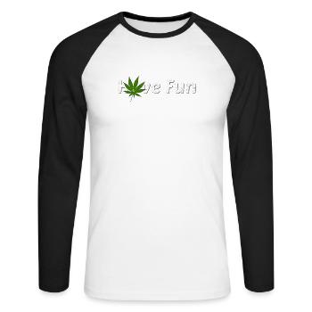Have Fun - Unisex Baseballshirt langarm - Weiß/Schwarz - Vorne - Nik (191cm)