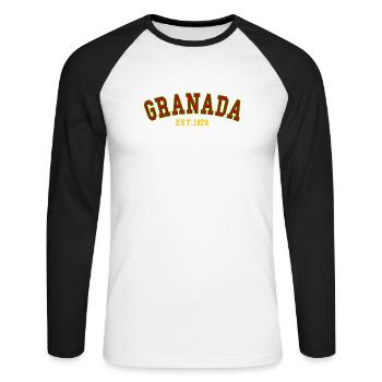 Granada Est. 1976 - Unisex Long Sleeve Baseball T-Shirt - white/black - Front - Nik (191cm)