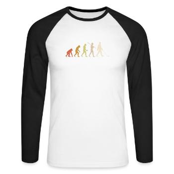 Hockey Evolution Funny Hockey Player Gift - Unisex Long Sleeve Baseball T-Shirt - white/black - Front - Nik (191cm)