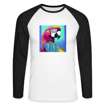 Neon Macaw - Unisex Long Sleeve Baseball T-Shirt - white/black - Front - Nik (191cm)