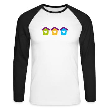 Vogelhaus Home Garten Herz Kinder bunt Haus - Unisex Baseballshirt langarm - Weiß/Schwarz - Vorne - Nik (191cm)