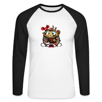 Crazy Maus - Unisex Baseballshirt langarm - Weiß/Schwarz - Vorne - Nik (191cm)