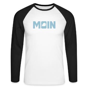 Moin Fisch Ostfriesland Nordsee Fischkopf nordisch - Unisex Baseballshirt langarm - Weiß/Schwarz - Vorne - Nik (191cm)
