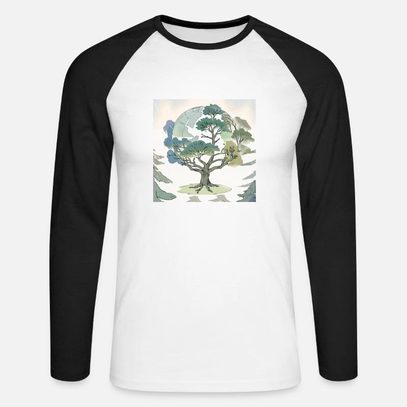 Mutter Erde: Der Baum der Ewigkeit - Unisex Baseballshirt langarm - Weiß/Schwarz
