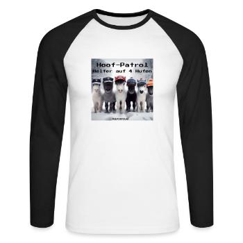 HOOF PATROL - Unisex Baseballshirt langarm - Weiß/Schwarz - Vorne - Nik (191cm)