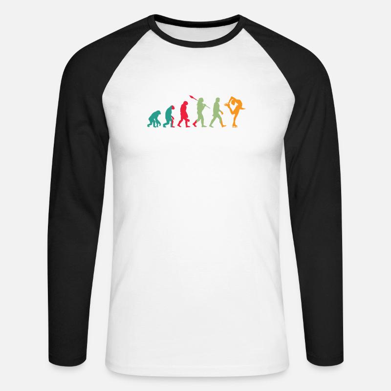Eislauf Evolution Schlittschuh Entwicklung Winter - Unisex Baseballshirt langarm - Weiß/Schwarz