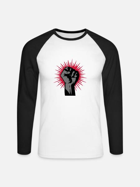 faust / fist - Unisex Baseballshirt langarm - Weiß/Schwarz