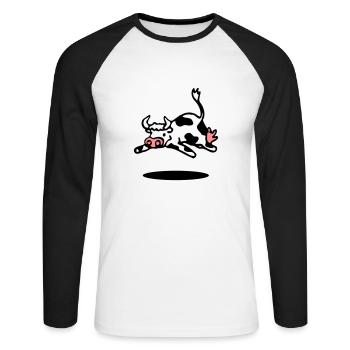 cow - Unisex Long Sleeve Baseball T-Shirt - white/black - Front - Nik (191cm)