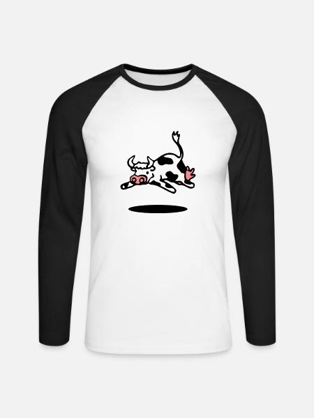 cow - Unisex Long Sleeve Baseball T-Shirt - white/black