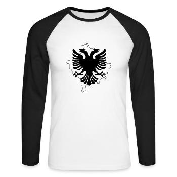 Kosovo Albania - Unisex Baseballshirt langarm - Weiß/Schwarz - Vorne - Nik (191cm)