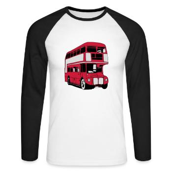 London-Bus (3 color) - Unisex Long Sleeve Baseball T-Shirt - white/black - Front - Nik (191cm)