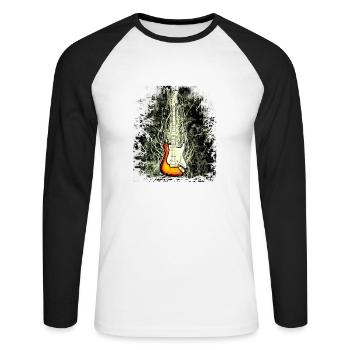 guitar - Unisex Baseballshirt langarm - Weiß/Schwarz - Vorne - Nik (191cm)