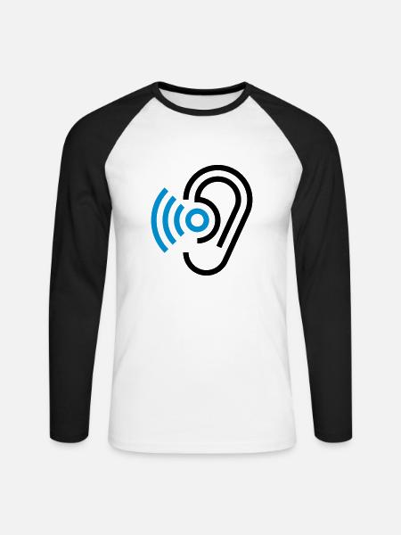 Ohr und Hörgerät - Unisex Baseballshirt langarm - Weiß/Schwarz