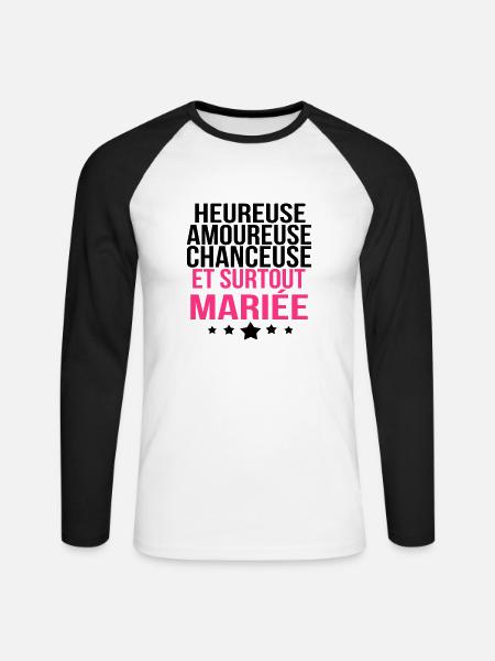 et surtout mariée - T-shirt baseball manches longues Homme - blanc/noir