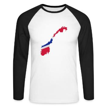 Norwegen - Unisex Baseballshirt langarm - Weiß/Schwarz - Vorne - Nik (191cm)