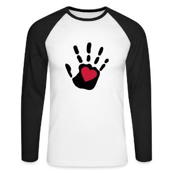 love_handprint_2c - T-shirt baseball manches longues Homme - blanc/noir - Devant - Nik (191cm)