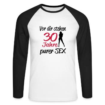 purer_sex_frau30 - Unisex Long Sleeve Baseball T-Shirt - white/black - Front - Nik (191cm)