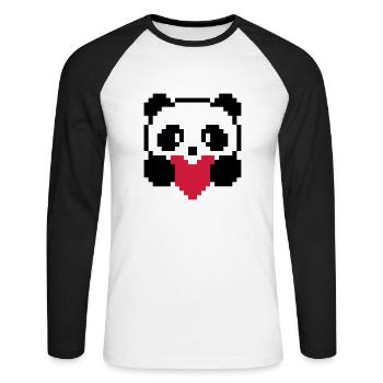 panda-coeur - T-shirt baseball manches longues Homme - blanc/noir - Devant - Nik (191cm)