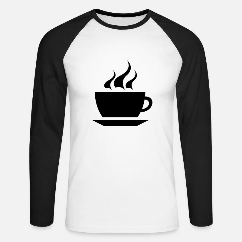 coffee cup tea cafe - Unisex Baseballshirt langarm - Weiß/Schwarz