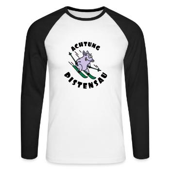 pistensau_02_e_3c - Unisex Long Sleeve Baseball T-Shirt - white/black - Front - Nik (191cm)