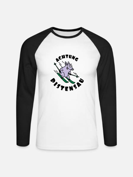 pistensau_02_e_3c - Unisex Long Sleeve Baseball T-Shirt - white/black