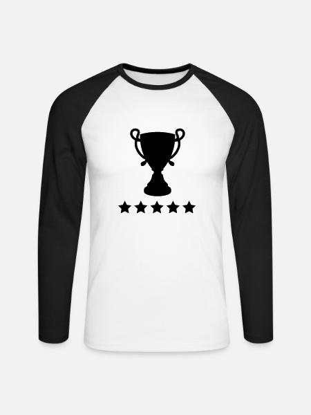 pokal_star__f1 - Unisex Baseballshirt langarm - Weiß/Schwarz