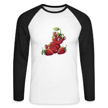 Erdbärchen - Unisex Baseballshirt langarm - Weiß/Schwarz - Vorne - Nik (191cm)