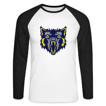 Werwolf Werwolf Wolf 2 - Unisex Baseballshirt langarm - Weiß/Schwarz - Vorne - Nik (191cm)