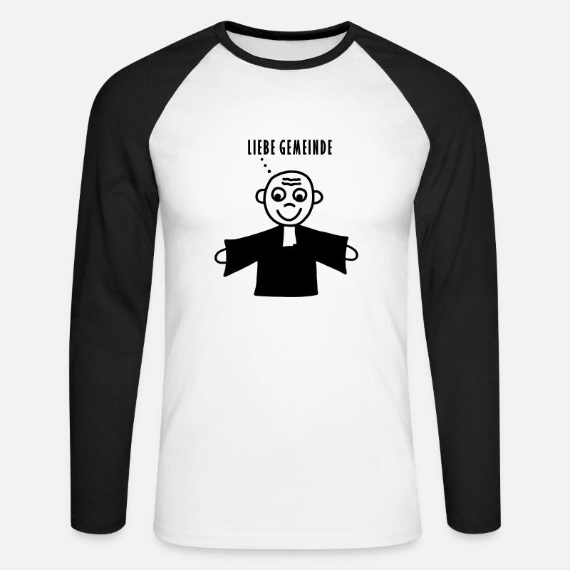 Liebe Gemeinde - Unisex Baseballshirt langarm - Weiß/Schwarz